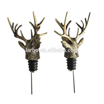 Top Hot Sales Funny Food Grade Party Custom Metal Deer Head Animal Wine Pourer