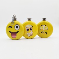 5oz OEM Emoticons color painting Whisky stainless steel round flask