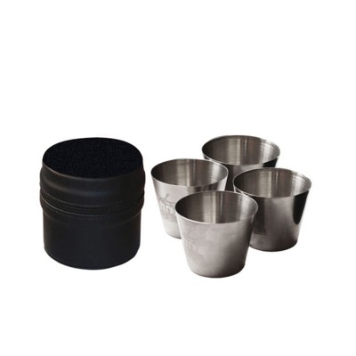 4pcs 80ml Eco-friendly High Quality Tea Coffee Stainless Steel Measuring Cup Set With Pu Case